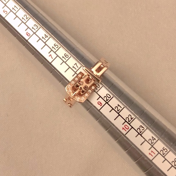 NWOT Rose Gold Vermeil CZ Functioning Buckle Ring w/CZ Accents, Average Fit - Picture 12 of 14